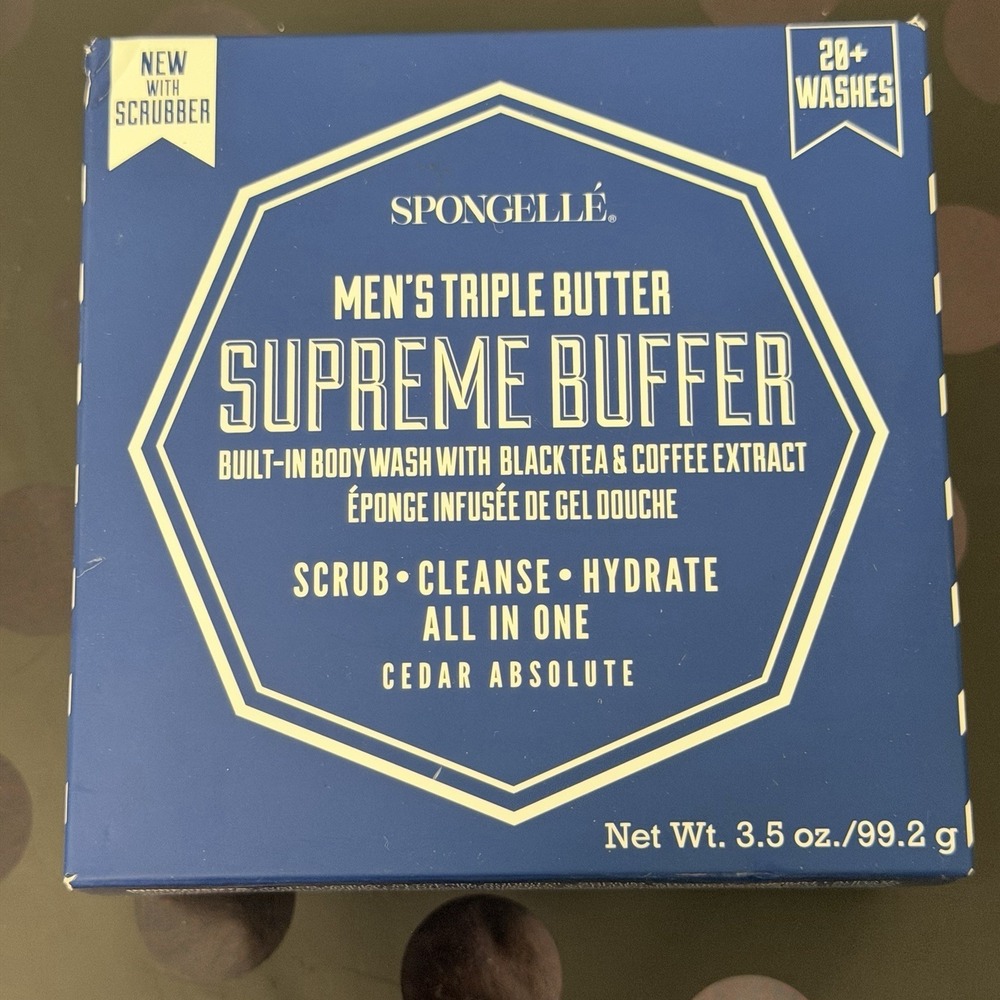 Spongelle MEN's TRIPLE BUTTER‎ SUPREME ~ CEDAR ABSOLUTE Sponge Shower Buffer New